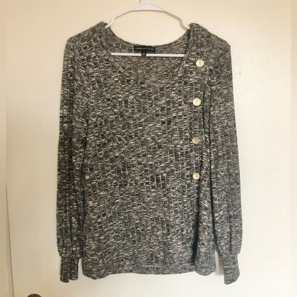 Adrienne Vittadini Tops - Adrienne Vittadini Gold Button Detailed Long Sleeve Blouse